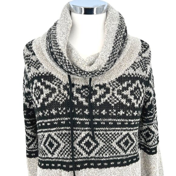 Maurices Nordic Pattern Cowl Neck Sweater Metallic Gray Black Size Medium NWT - Picture 2 of 11